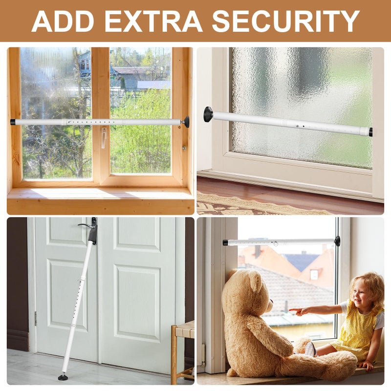 Enayplon Sliding Glass Door Security Bar, Patio Door Barricade Security Bar, Apartment BarSliding Door Security Bar, Door Jammer, White, 1 Pack - Image 4