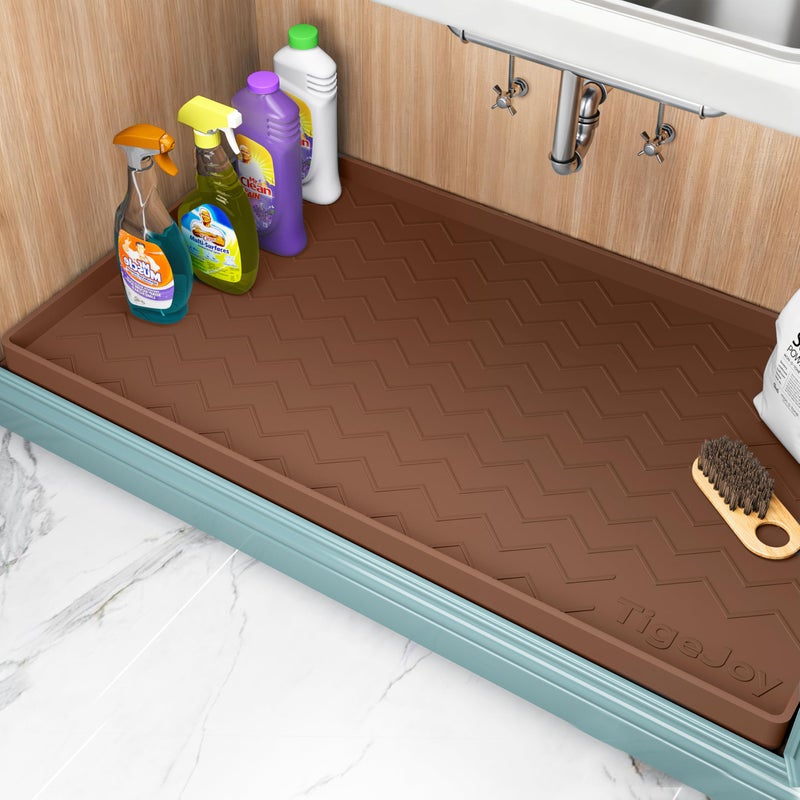 TigeJoy 34 x 22 Under Sink Mats for Kitchen Waterproof LeakProof Silicone Mat Sink Protector and Cabinet Liner Kitchen Essentials Organizer and Storage Boot or Shoe Tray Pet Feeding Mat - Image 2