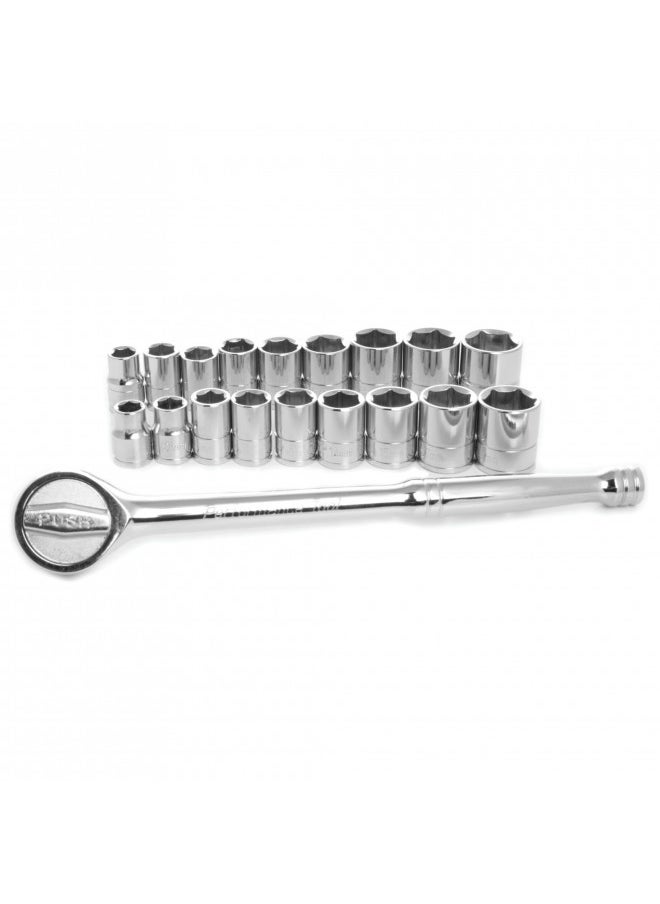 Performance Tool Performance Tool W38302 17 Piece 1/2-Inch Drive SAE and Metric 6 Point Socket Set with Ratchet 