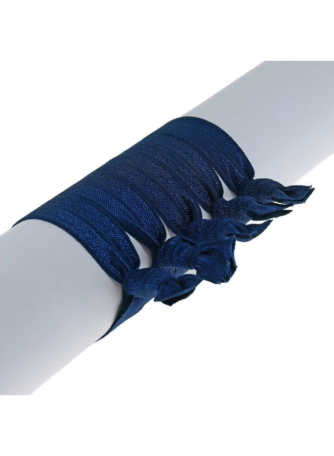 manipepe 50 Pack Solid Color Knotted Hair Ties - No Crease Hair Ponytail Elastics for Women and Girls (navy) - Image 4