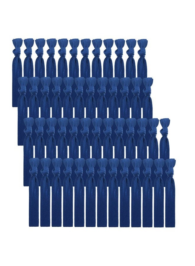 manipepe 50 Pack Solid Color Knotted Hair Ties - No Crease Hair Ponytail Elastics for Women and Girls (navy) - Image 1