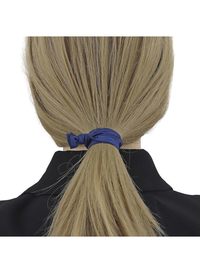 manipepe 50 Pack Solid Color Knotted Hair Ties - No Crease Hair Ponytail Elastics for Women and Girls (navy) - Image 3