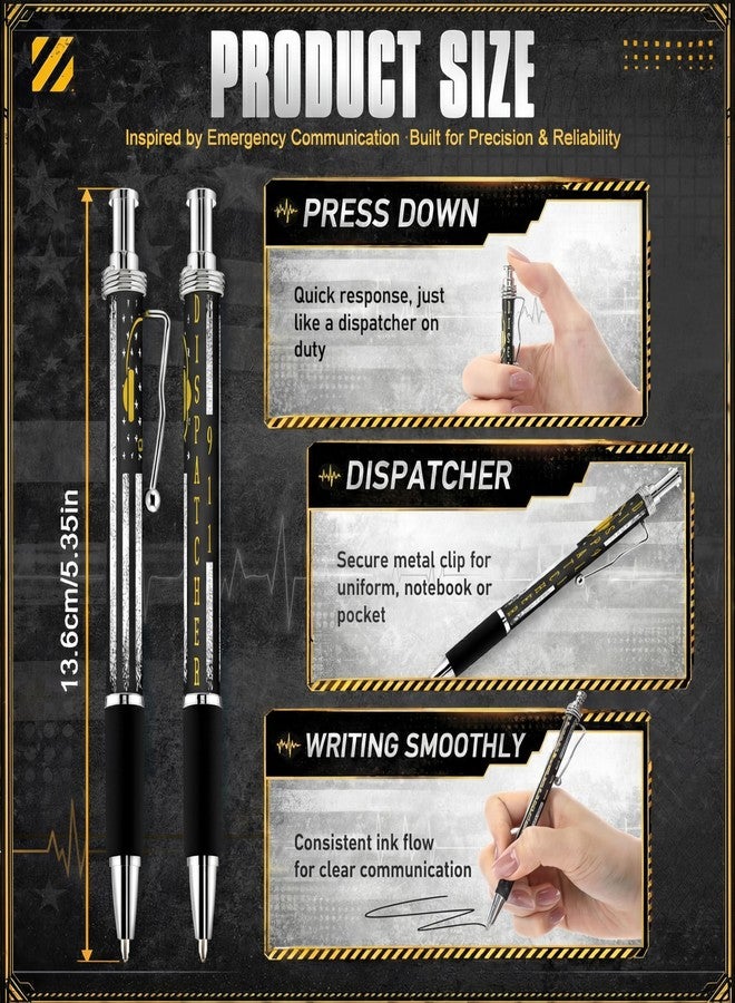 Sinload 25 Pcs 911 Dispatcher Gifts Yellow Flag Headset Black Ink Ballpoint Pens for 911 Dispatcher Professionals First Responders Birthday Telecommunicator Week Gifts Operator Office Staff Women Men - Image 2