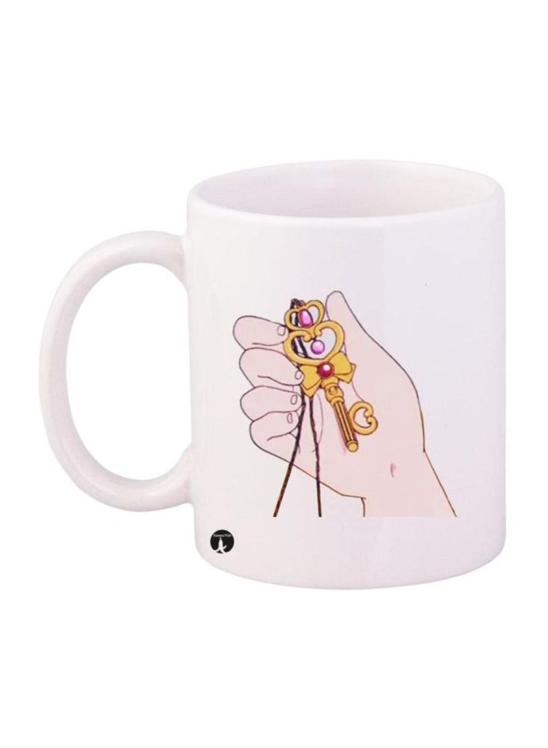 RKN Hand Printed Mug White/Beige/Gold Standard Size