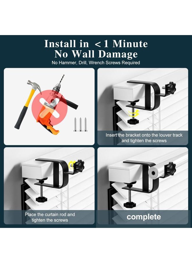 onneka Drill-Free Curtain Rod Bracket Set, 0.8-2.3 Inch Track, Tool-Free Installation with Guide and Magnetic Buckle – Black, 2PC (Black-2PCS) - Image 4