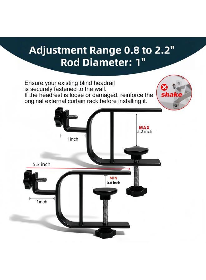 onneka Drill-Free Curtain Rod Bracket Set, 0.8-2.3 Inch Track, Tool-Free Installation with Guide and Magnetic Buckle – Black, 2PC (Black-2PCS) - Image 3