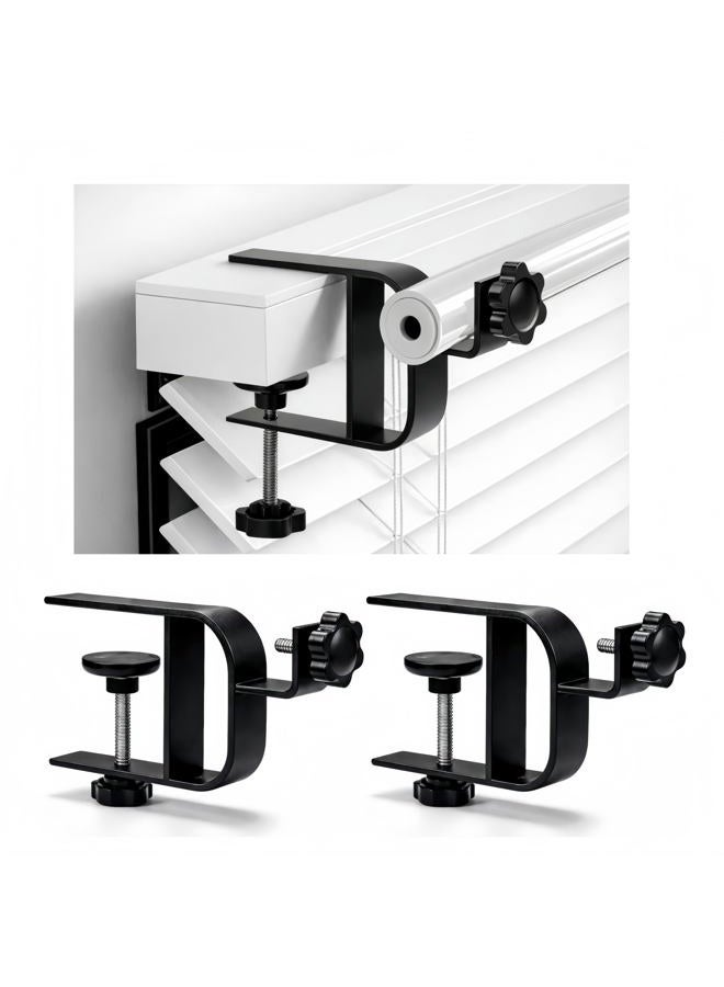 onneka Drill-Free Curtain Rod Bracket Set, 0.8-2.3 Inch Track, Tool-Free Installation with Guide and Magnetic Buckle – Black, 2PC (Black-2PCS) - Image 1