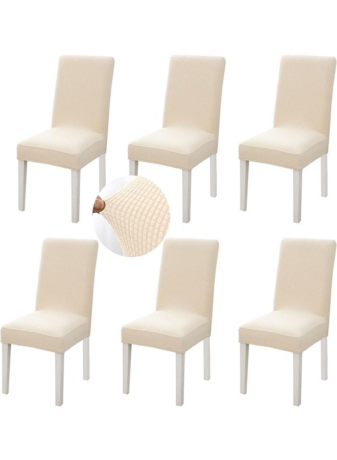 JCB CHIC Dining Chair Cover, Soft Stretch Embossed Stereo Jacquard Cover Non-slip Waterproof Washable Removable Chair Cover for Home, Dining, Banquet, Kitchen Dining Chair Protector(6pcs) - Image 1
