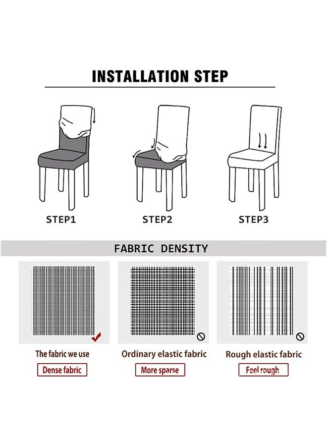 JCB CHIC Dining Chair Cover, Soft Stretch Embossed Stereo Jacquard Cover Non-slip Waterproof Washable Removable Chair Cover for Home, Dining, Banquet, Kitchen Dining Chair Protector(6pcs) - Image 5