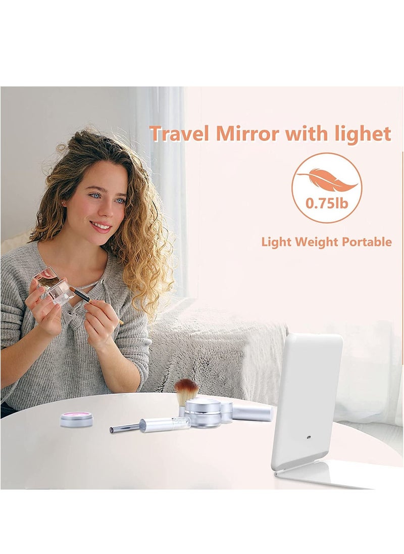 Travel Makeup Mirror with 10X Magnifying Mirror, Vanity Mirror with 80LEDs, 3 Color Lighting, Portable Ultra Slim Lighted Makeup Mirror, Travel Essentials for Women