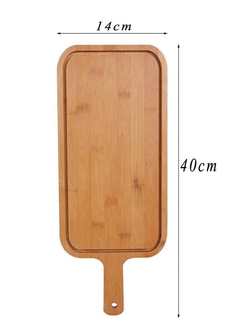 LINGWEI Cutting Chopping Board Bread Plate Natural Bamboo Wooden Pizza Peel Tray with Handle Kitchen Organizer  - Image 3