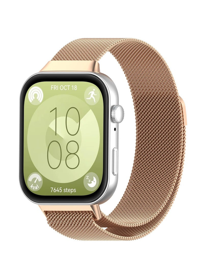 Straps Replacement for Huawei Watch Fit 4 Pro/Fit 4/Fit 3 Adjustable Magnetic Stainless Steel Smartwatch Band for Men and Women,Rose Gold - Image 1