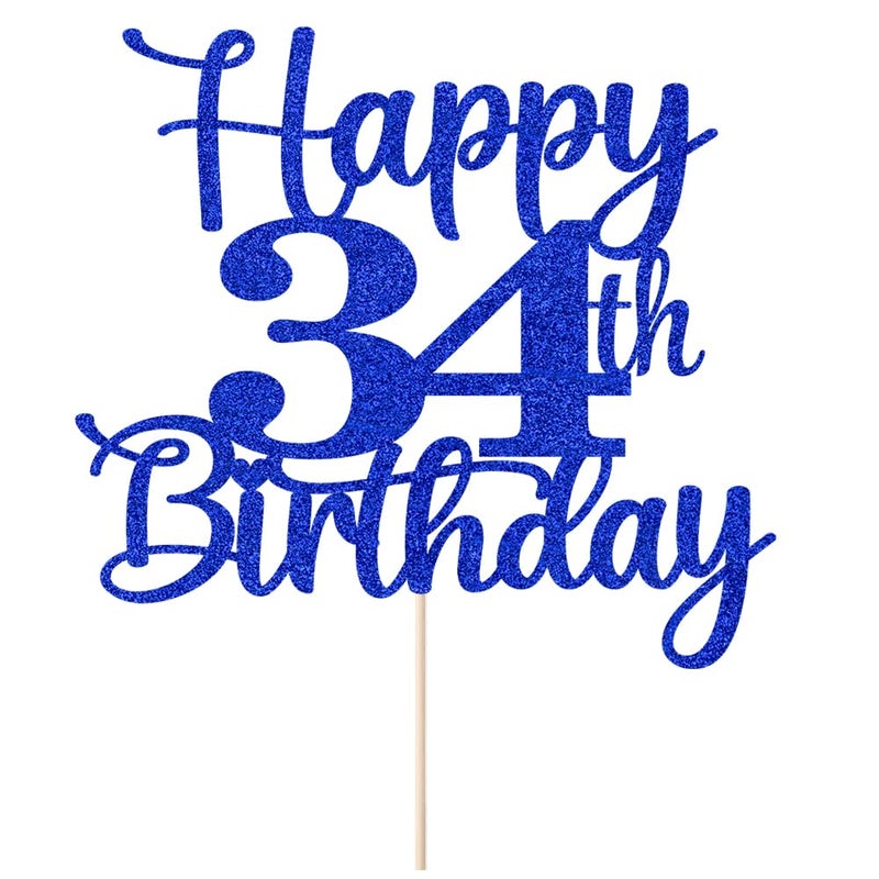 Kaoenla Happy 34 Chake Topper Hello 34 Heaits to 34 years 34th Anniversary /34 years birth - Image 2