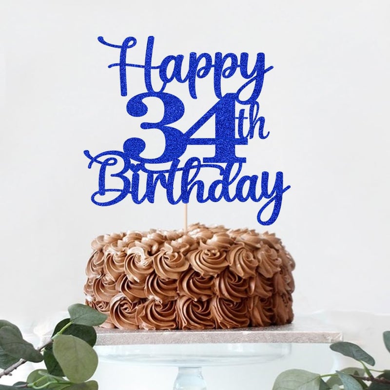 Kaoenla Happy 34 Chake Topper Hello 34 Heaits to 34 years 34th Anniversary /34 years birth - Image 4