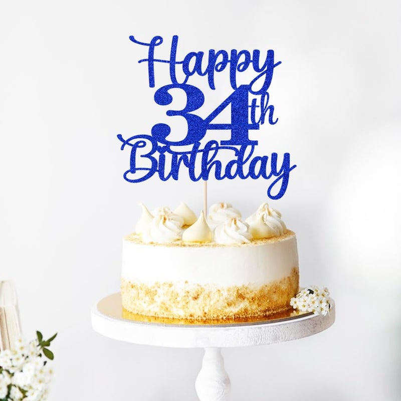 Kaoenla Happy 34 Chake Topper Hello 34 Heaits to 34 years 34th Anniversary /34 years birth - Image 5