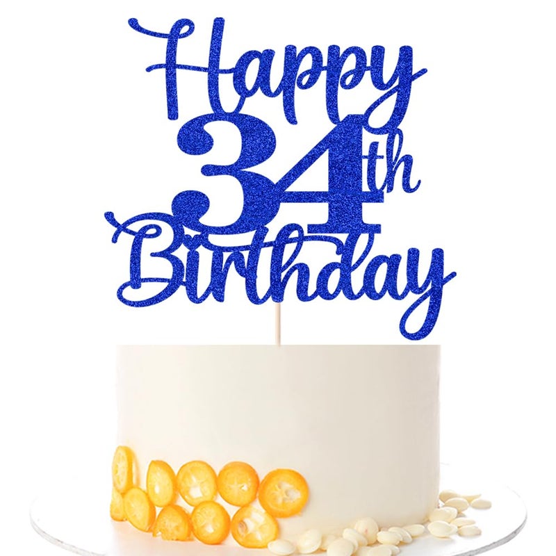 Kaoenla Happy 34 Chake Topper Hello 34 Heaits to 34 years 34th Anniversary /34 years birth - Image 1