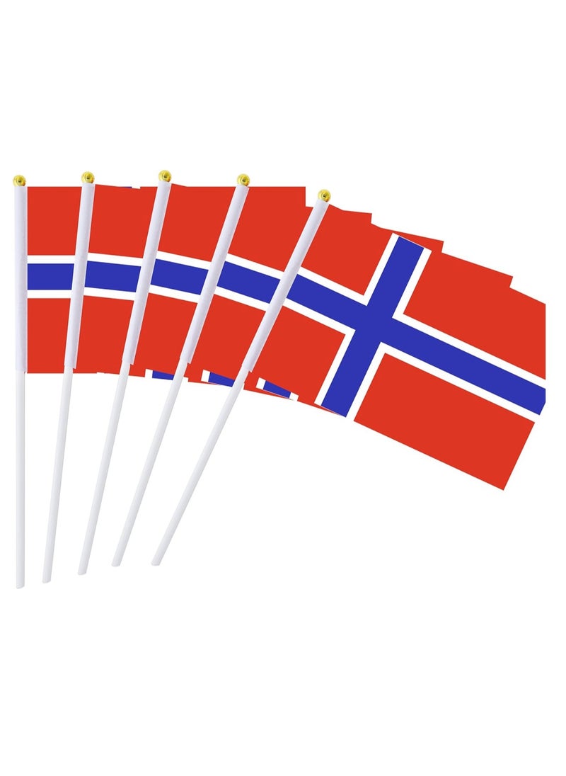 General Flag of Norway A5 Size, Norway Flag with Stick. Pack Of 5 Pieces.  - Image 1