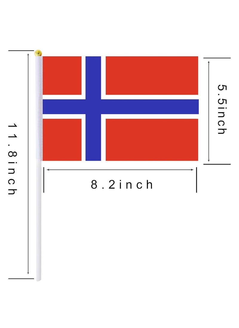General Flag of Norway A5 Size, Norway Flag with Stick. Pack Of 5 Pieces.  - Image 2