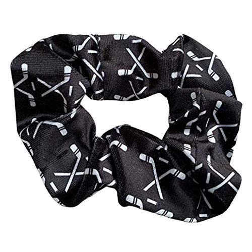 Infinity Collection Hockey Scrunchie, Girls Premium Velvet Hair Accessories, Hockey Gift for Women, Teens and Girls, Black, White - Image 1