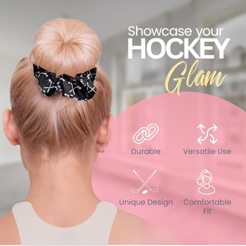 Infinity Collection Hockey Scrunchie, Girls Premium Velvet Hair Accessories, Hockey Gift for Women, Teens and Girls, Black, White - Image 3