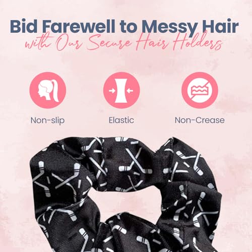 Infinity Collection Hockey Scrunchie, Girls Premium Velvet Hair Accessories, Hockey Gift for Women, Teens and Girls, Black, White - Image 4
