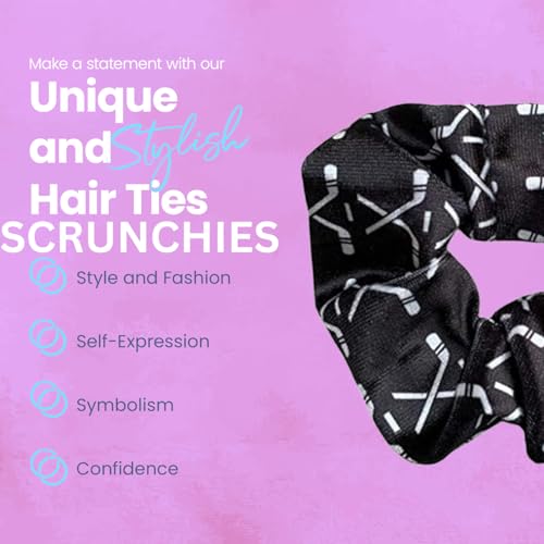 Infinity Collection Hockey Scrunchie, Girls Premium Velvet Hair Accessories, Hockey Gift for Women, Teens and Girls, Black, White - Image 5