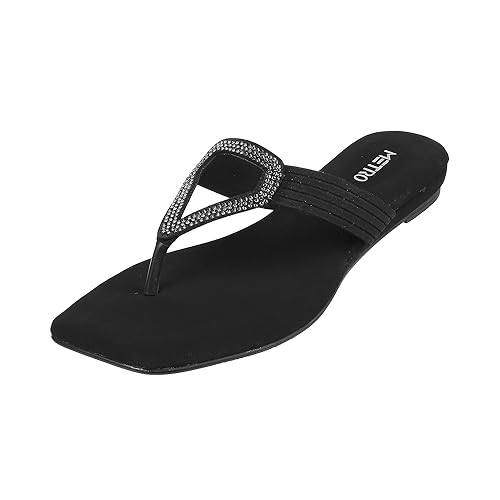Metro Women Black Suede Ethnic Beaded Slip-on UK/3 EU/36 (32-588) - Image 1