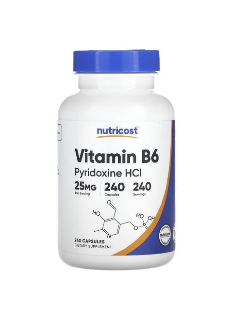 Nutricost, Vitamin B6, Pyridoxine HCl, 25 mg, 240 Capsules