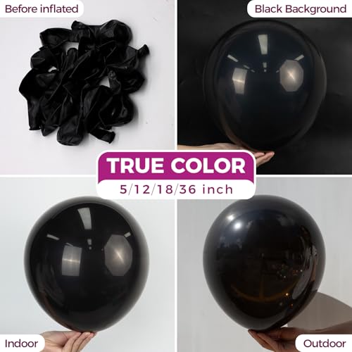 Bezente Black Balloons Latex Party Balloons - 100 Pack 12 inch Round Helium Balloons for New Years Black Themed Graduation Birthday Halloween Party Backdrop Prom Send off Decorations 2026 - Image 2