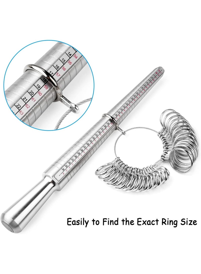 Ring Sizer Measuring Tool Including Ring Mandrel, Ring Gauge Finger Sizer & Rubber Jewelry Hammer, Metal Ring Measurement Maker Kit Ring Sizing Stick for Man Women Jewelry Making - Image 2