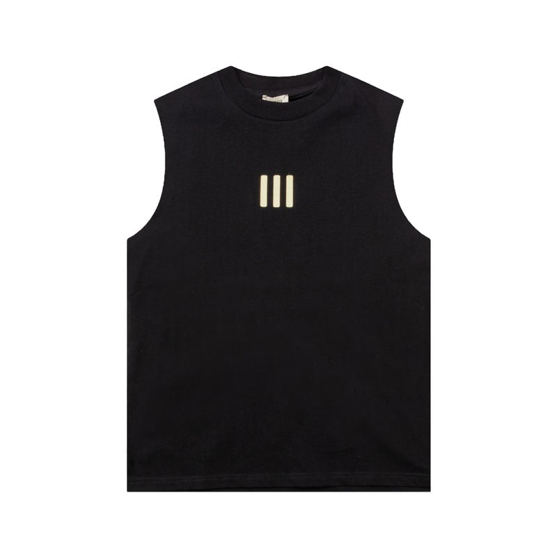 Multi-Line Fog Icon Trendy Loose High Street Sleeveless Casual Vest Short-Sleeved Round Neck T-Shirt For Men And Women With - Image 4
