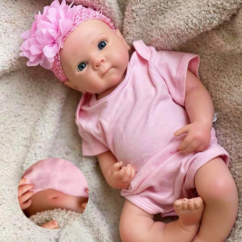 OtardDolls 18 Inch Silicone Baby Doll Full Body Girl Soft Lifelike Realistic Newborn with Clothes and Bottles for Kids - Image 3