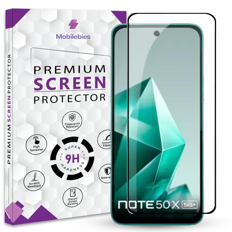 Mobilebies Premium Tempered Glass Screen Protector Guard For infinix Note 50X (6.67 Inch, Pack of 1) |HD Clear Edge to Edge Coverage With Easy to installation kit - Image 1