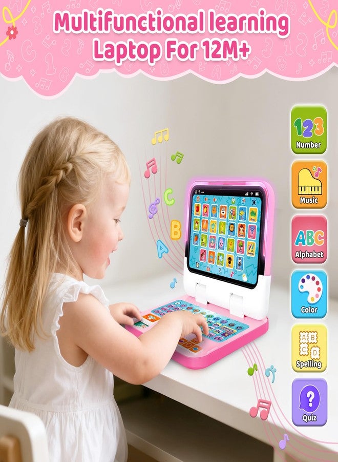 GMAOPHY Learning Toy for Kids 1 2 3 Year Old Boys Girls, Learning Laptop for Toddlers 1-3, Interactive Educational Toys with Music Sounds Lights, Christmas Birthday Gifts for Baby Kids Age 12-18 Months, Pink - Image 2