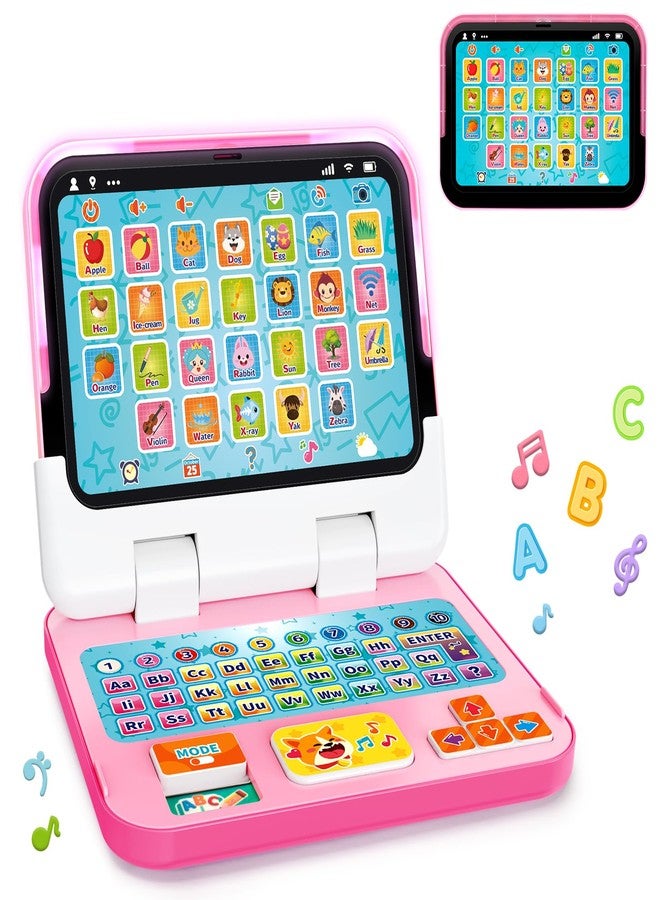 GMAOPHY Learning Toy for Kids 1 2 3 Year Old Boys Girls, Learning Laptop for Toddlers 1-3, Interactive Educational Toys with Music Sounds Lights, Christmas Birthday Gifts for Baby Kids Age 12-18 Months, Pink - Image 1