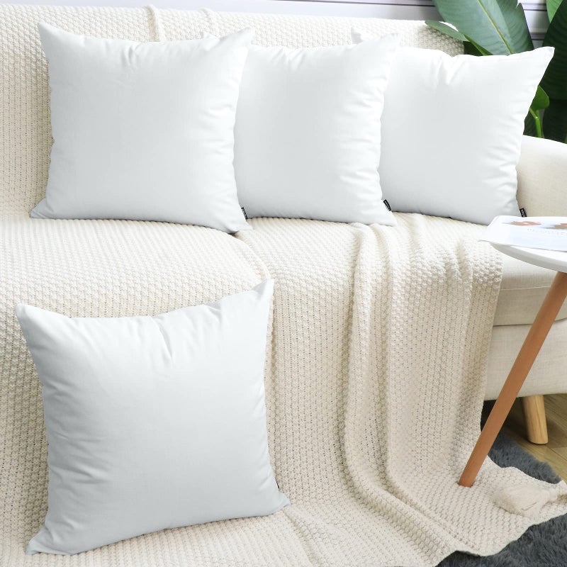 Faylapa 4 Pcs Cotton Canvas Pillow Covers18 x 18 inch DIY Solid Color Valentines Throw Pillow Cases Pillowcovers for Santa Living Room Decoration Car Office Sofa Case ONLY
