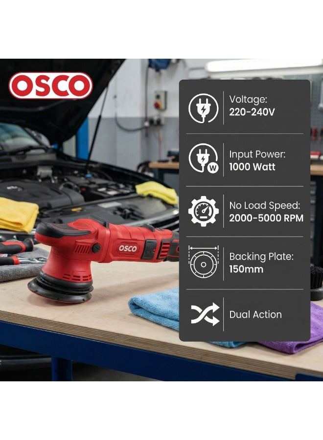 OSCO-TOOLS Dual Action Polisher 1000W  – Professional Car Polishing Machine with Variable Speed for Scratch Removal and High-Gloss Finish - Image 4