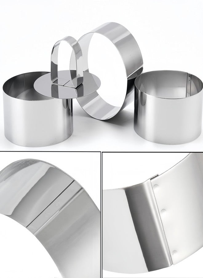 CINBILCORN 4 Pcs Round Ring Mold for Cooking,Stainless Steel 3 inch Food Molds with 1 Pusher for Cake Dessert Mousse Tuna Tartare - Image 3