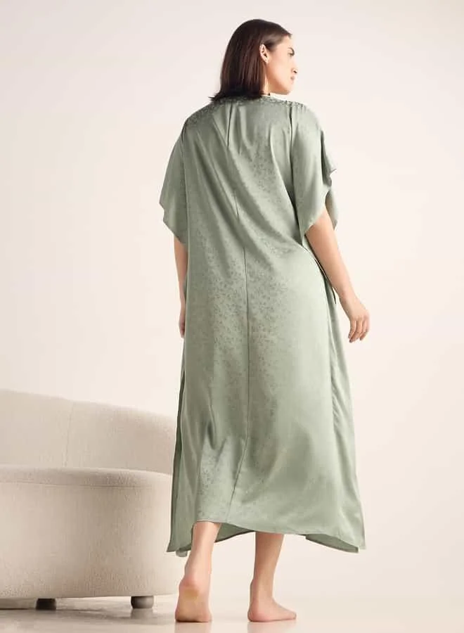Splash FAV Textured Kaftan Night Gown with Boat Neck