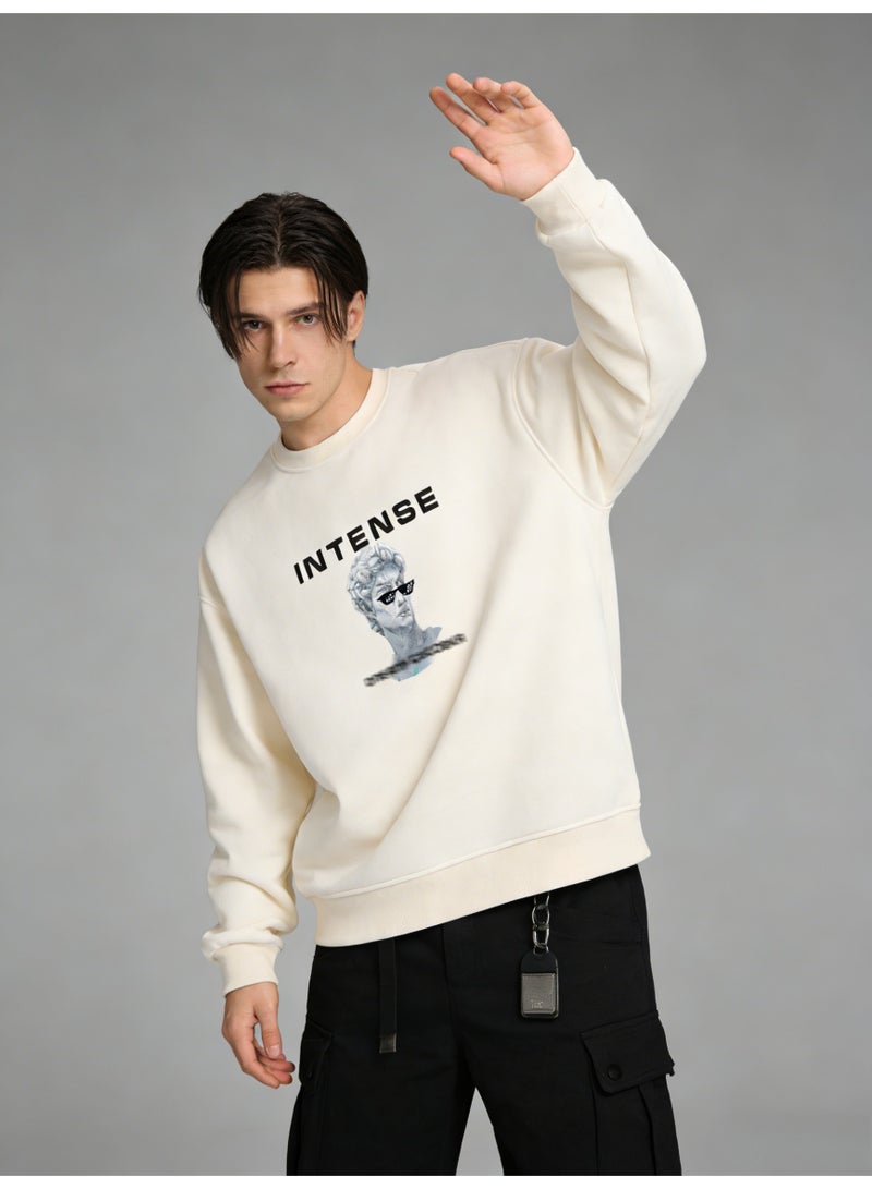 BM INS Off-White "INTENSE" Artistic Statue Oversized Crew Neck Sweatshirt | Unisex Pullover With "ОПЕРАЦИЯ СУСОВКА" Print - Image 4