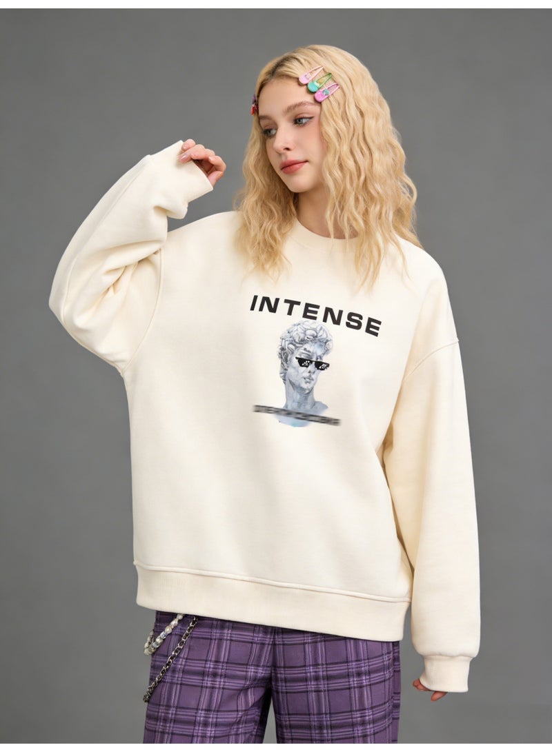 BM INS Off-White "INTENSE" Artistic Statue Oversized Crew Neck Sweatshirt | Unisex Pullover With "ОПЕРАЦИЯ СУСОВКА" Print - Image 3