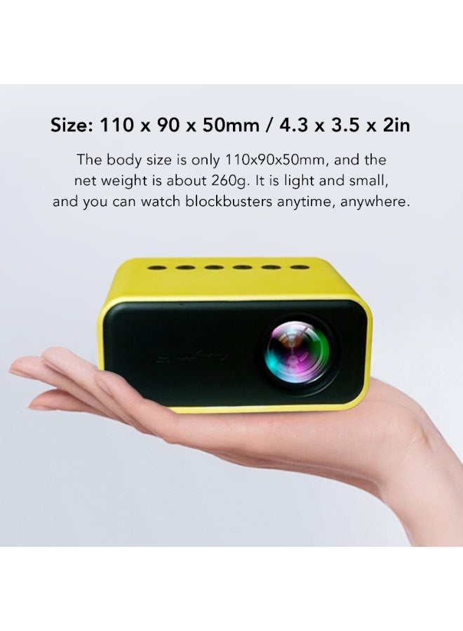 New T500 Mini Projector 1920x1080P 80 Lumens Mini Home Theater LED HD Digital Portable Projector With Remote Control & Adaptor - Image 2