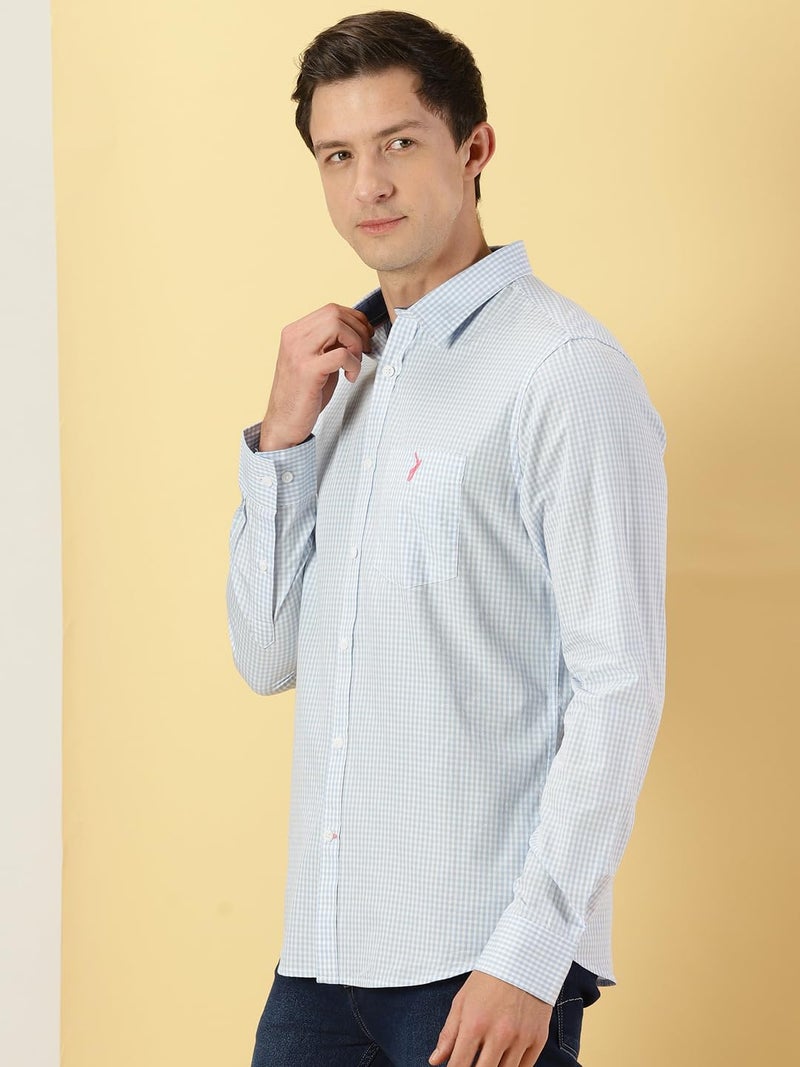 Thomas Scott Mens Solid Slim Fit Casual Shirt with Spread Collar and Long Sleeve SkyBlue - Image 2