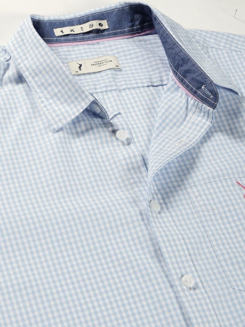 Thomas Scott Mens Solid Slim Fit Casual Shirt with Spread Collar and Long Sleeve SkyBlue - Image 3