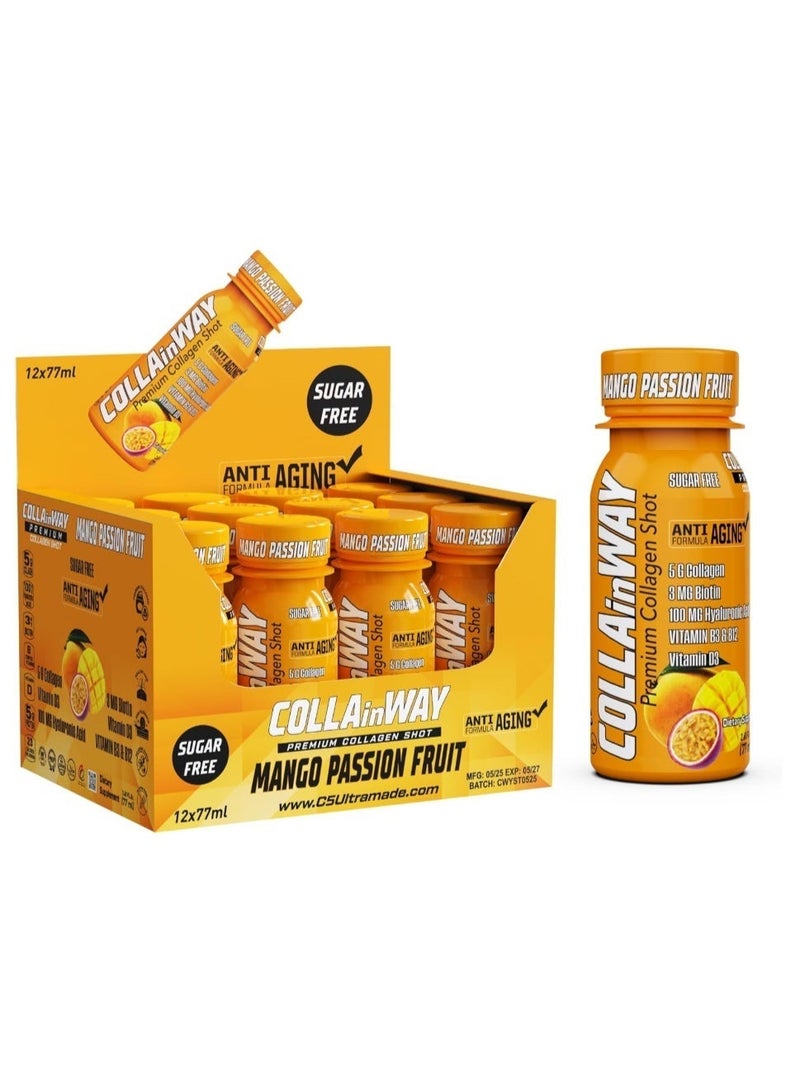 COLLAinWAY Premium Collagen Shot Mango Passion Fruit 77ml x 12 Bottles - Image 1