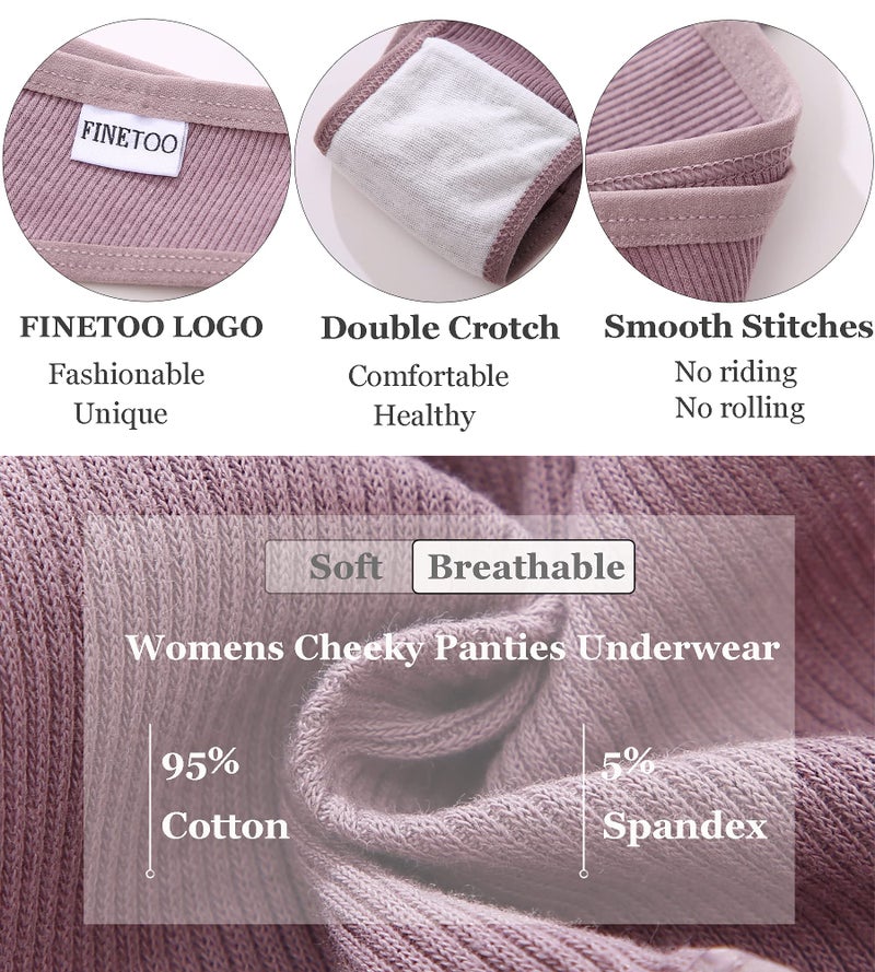 FINETOO 10 Pack Womens Cotton Underwear Sexy Stretch Bikini Panties Low Rise Hipster Ladies Soft V-Waist Cheeky(M) - Image 3