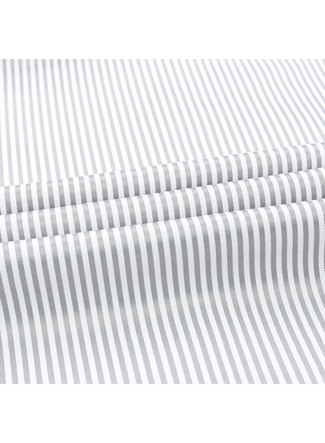 Firs Lyocell Long-sleeve Shirt For Men, Wrinkle-free, Business Casual Striped Shirt, Light Gray Stripes, Size 42 - Image 5