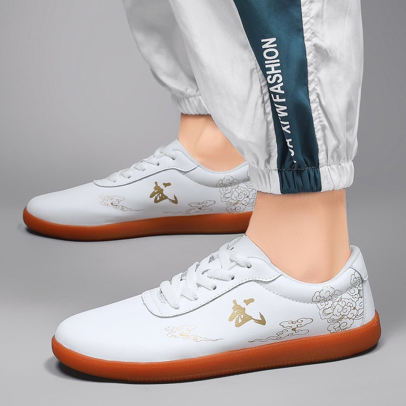 Men's Leather Tai Chi Shoes White - Image 2