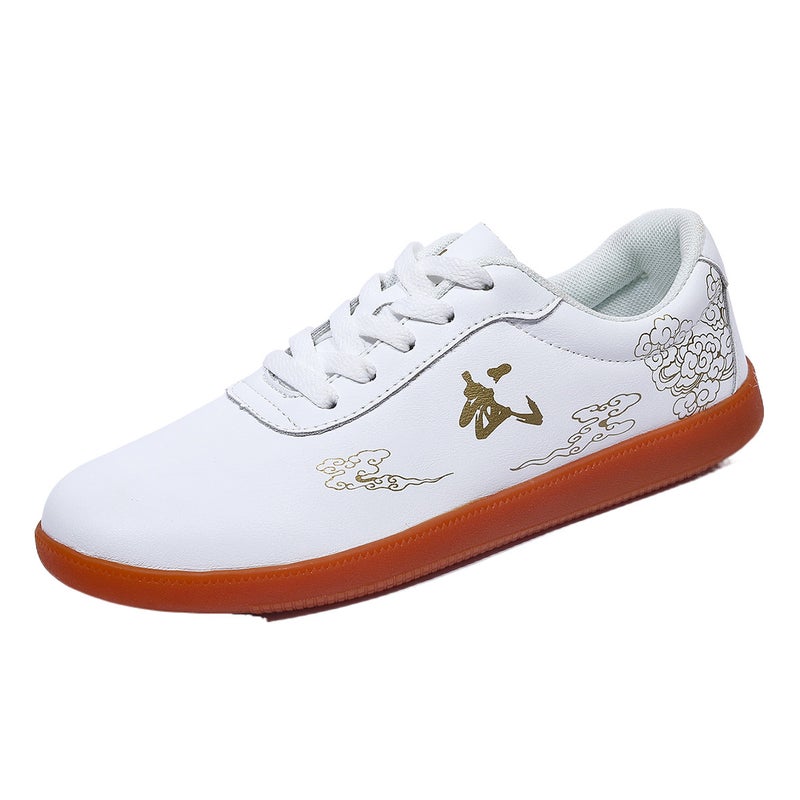 Men's Leather Tai Chi Shoes White - Image 5