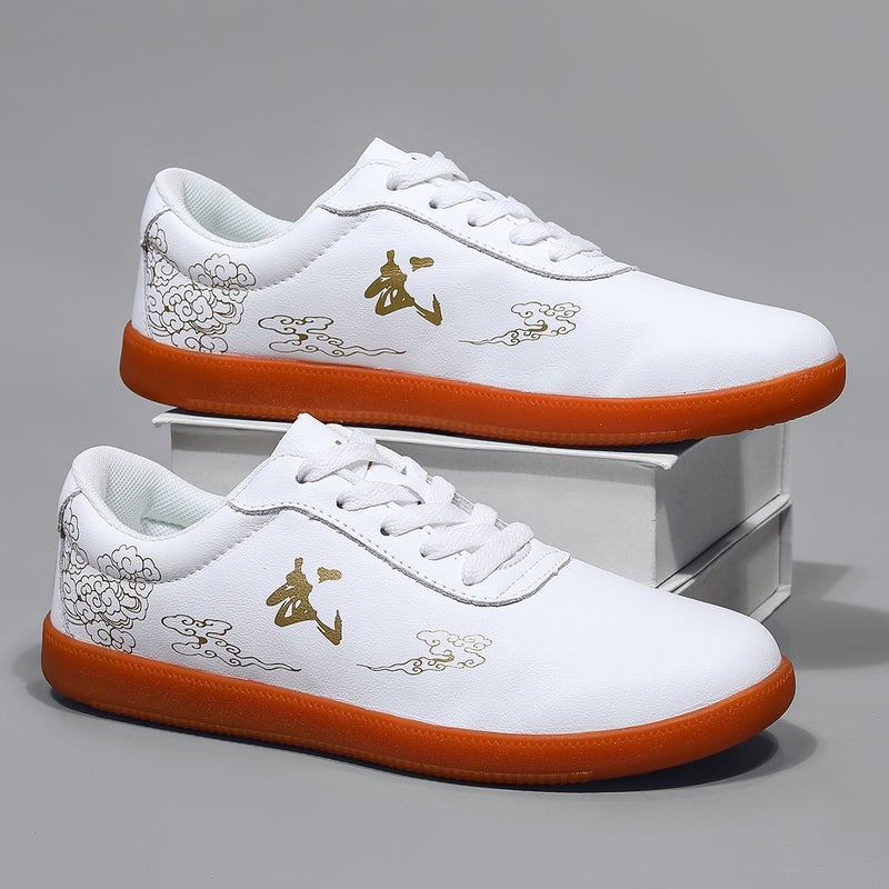 Men's Leather Tai Chi Shoes White - Image 4